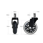 5PCS Office Chair Caster Wheels 3 Inch Swivel Rubber Caster Wheels Replacement Soft Safe Rollers Furniture Hardware