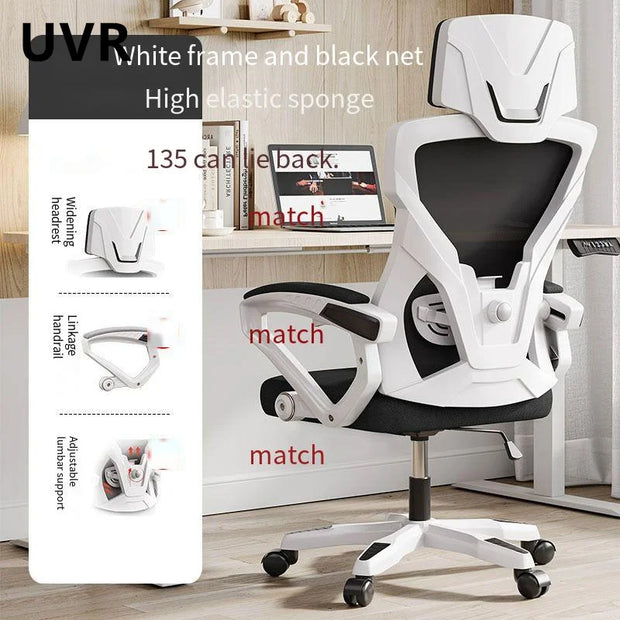 UVR Computer Gaming Chair Ergonomic Reclining Backrest Chair Sedentary Comfort Swivel Seat Breathable Mesh Staff Office Chair