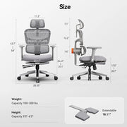 NEWTRAL NT002 Ergonomic Chair, Adaptive Lower Back Support, Adjustable Backrest  Armrest Headrest Footrest