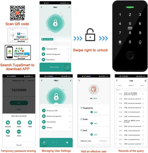 NFC Bluetooth Tuya Access Controller IP68 Waterproof RFID Keypad 13.56MHZ Fingerprint Biometrics Smart Password Lock System