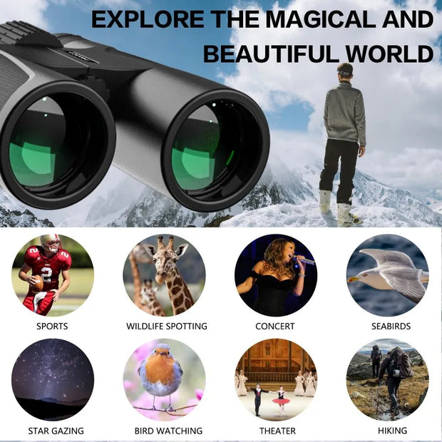 HD High Power Telescope 12X42 Binoculars High Magnification BAK4 Prism for Outdoor Hunting Optical Light Night Vision Binocular