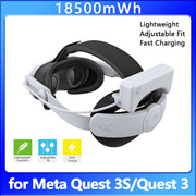 Head Strap for Meta Quest 3S/Quest 3 Adjustable Pack Reduce Facial Stress Comfort VR Strap with 18500mWh Battery VR Accessories