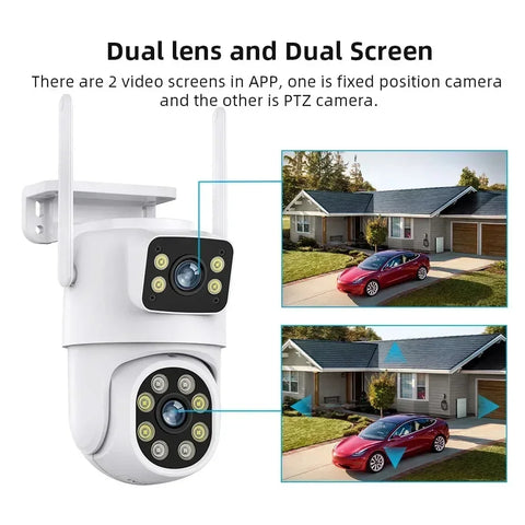 10MP Dual Lens Tuya Wifi Camera PTZ Outdoor 4K Wireless Dual Screen Security Camera Auto Tracking Monitoring Video Surveillance