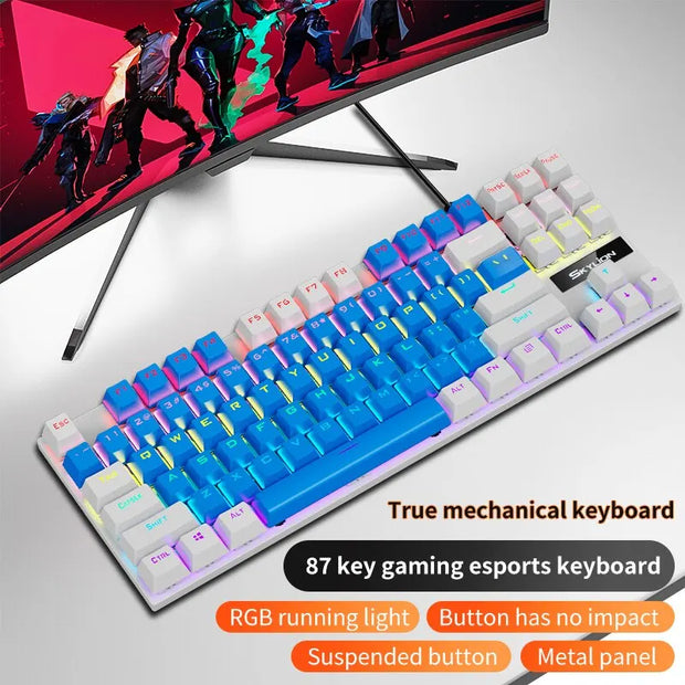 SKYLION K87 Wired Mechanical Keyboard 20 Kinds of Colorful Lighting Gaming and Office For Microsoft Windows and Apple IOS System