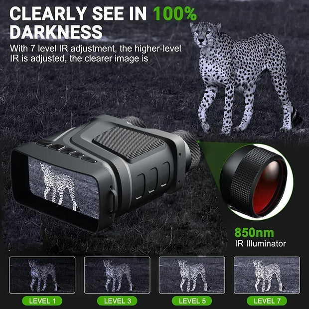 Rechargeable Night Vision Binoculars 850nm Infrared HD 5X Digital Zoom Telescope Night Goggles for Hunting Camping Surveillance