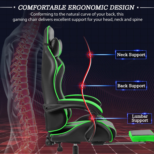 Gaming Chair Office Chair Massage Racing Computer Desk Chairs Headrest Ergonomic Massage Lumbar Support High Back Adjustable