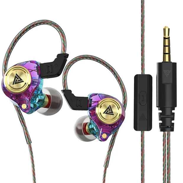 QKZ AK3 FiLe Wired Earphone with Microphone HiFi Music Monitor Bass Headphones Noise Cancelling Headset For Sport Gaming Earbuds