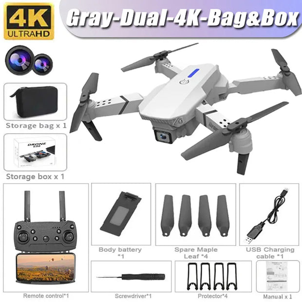 Professional Drone E88 4K Wide-Angle HD 1080P Camera WiFi FPV Height Hold Foldable RC Drone Quadrotor Helicopter Children's Toys