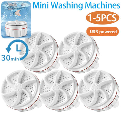 1-5pcs Ultrasonic Turbo Washing Machine Laundry Portable Travel Washer Air Bubble And Rotating Mini Washing Machine Mini Washing