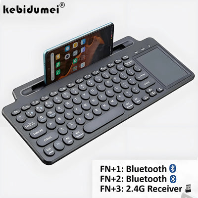 2.4G Bluetooth Keyboard Wireless Keyboard Card Slot Numeric Keypad with Touchpad for Android IOS Ipad Desktop Laptop PC Gaming