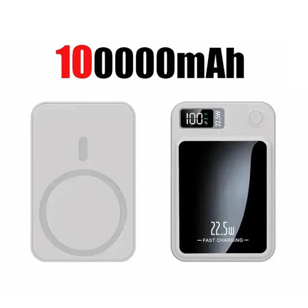 100000mAh Wireless Magnetic Power Bank Super Fast Charging Portable External Battery PowerBank Adapter For iPhone Huawei Samsung