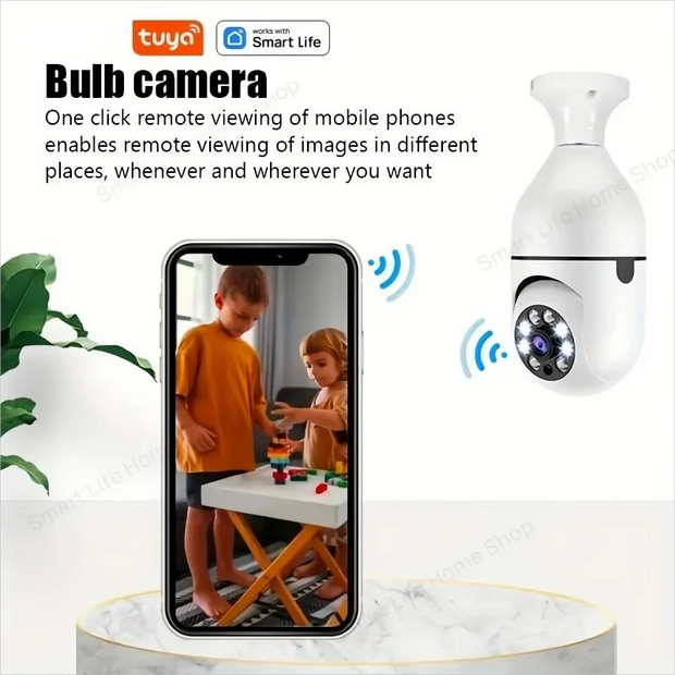 Tuya Smart Home 2.4G E27 Bulb Wifi Surveillance Camera HD Night Security Video Surveillance Supprt Two Way Audio Mobile Motion