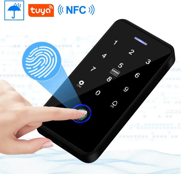 NFC Bluetooth Tuya Access Controller IP68 Waterproof RFID Keypad 13.56MHZ Fingerprint Biometrics Smart Password Lock System