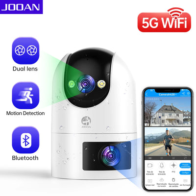 JOOAN 5G Wifi PTZ Camera Outdoor 4MP Dual Lens Dual Screen Auto Tracking  IP Camera Security Protection CCTV Video Surveillance