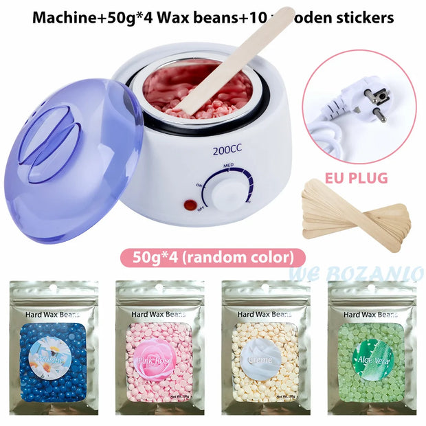 200CC Wax Heater Warmer Hair Removal Machine For Hand Foot Body SPA Epilator Paraffin Wax Pot +Wax Beans + Wood Sticks