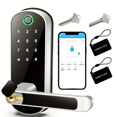 Smart Fingerprint Door Lock App Remote Control Keyless WIFI Digital Touchscreen Lock NFC IP67 Waterproof with 2 IC Cards