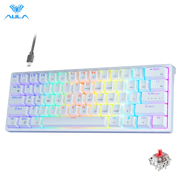 AULA F3261 Mechanical Gamer Keyboard Macro Keyboard Hotswap Gaming Keyboard for Tablet 60 Percent Layout RGB Customize Software