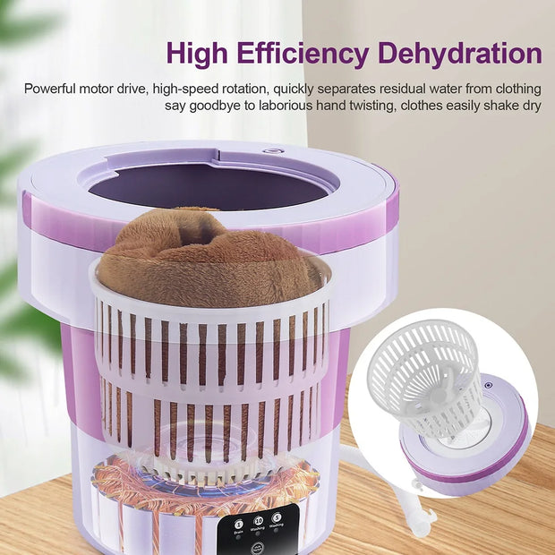 7L Small Folding Washing Machine Portable Washing Machine Automatic Modes Laundry Clothes Laundry Bucket Washing Machine