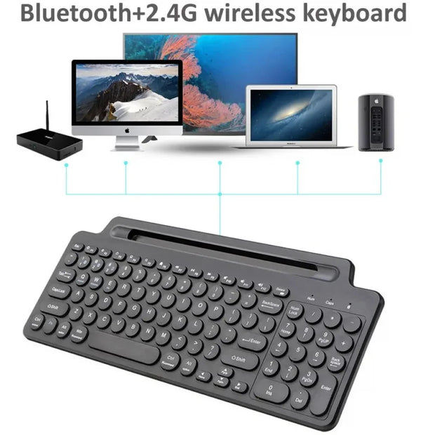 2.4G Bluetooth Keyboard Wireless Keyboard Card Slot Numeric Keypad with Touchpad for Android IOS Ipad Desktop Laptop PC Gaming