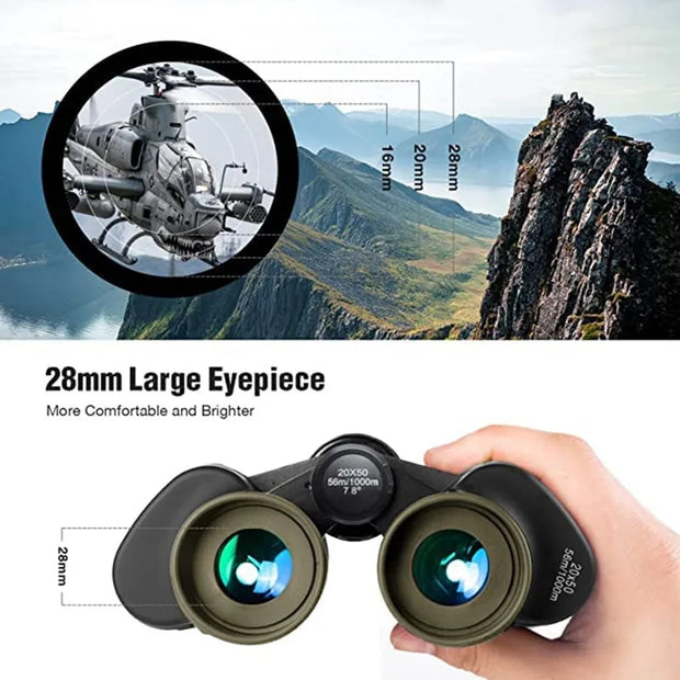 20x50 binoculars, waterproof high-definition low-light night vision binoculars, adult children travel, hunting and stargazing