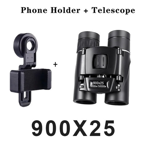 900x25 High Power HD Low Light Level Night Vision Binoculars Portable Travel 50000M Long Range Folding Mini Telescope Optics