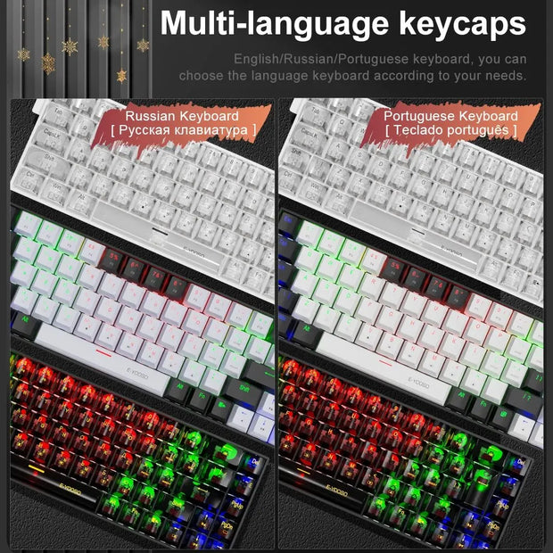 E-YOOSO Z686 USB Mini Slim Mechanical Gaming Wired Keyboard Red Switch 68Keys Russian Brazilian Portuguese for Compute PC Laptop