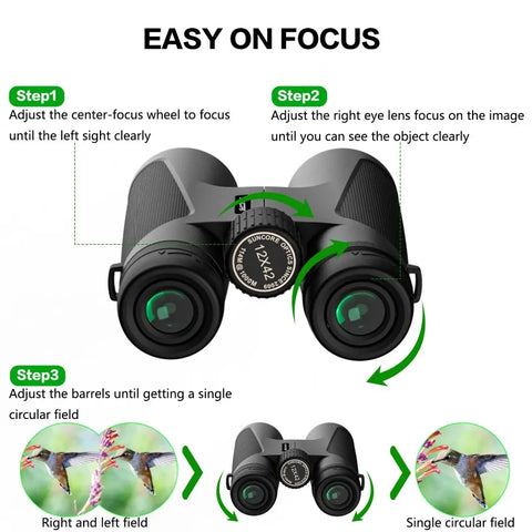 HD High Power Telescope 12X42 Binoculars High Magnification BAK4 Prism for Outdoor Hunting Optical Light Night Vision Binocular