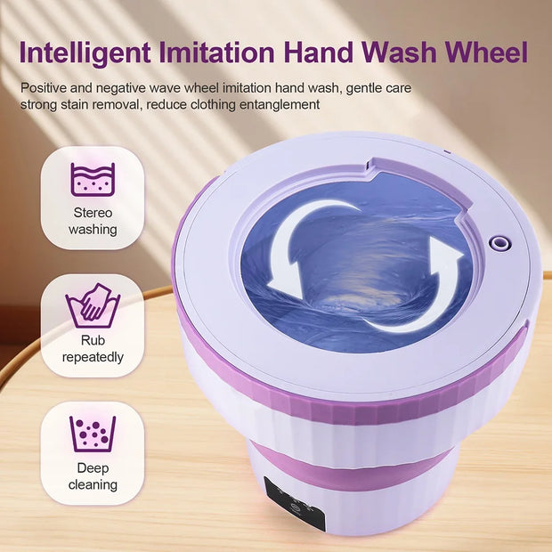 7L Small Folding Washing Machine Portable Washing Machine Automatic Modes Laundry Clothes Laundry Bucket Washing Machine