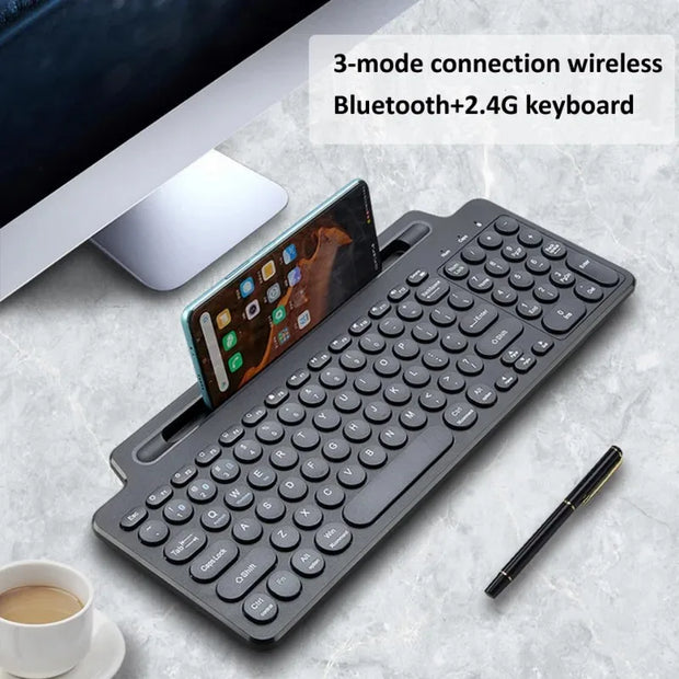 2.4G Bluetooth Keyboard Wireless Keyboard Card Slot Numeric Keypad with Touchpad for Android IOS Ipad Desktop Laptop PC Gaming