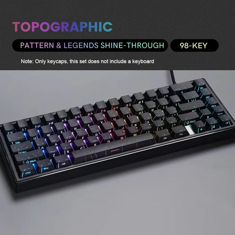 136 Key Black White Side-lit Shine Through Backlit keycaps PBT Double Shot Keycaps OEM Profile for MX Switch Mechanical Keyboard