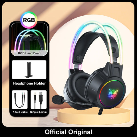 ONIKUMA RGB Gaming Headphones with HD Flexible Mic 3.5mm Gaming Headsets For PC Xbox PS4 PS5 Switch Computer Games