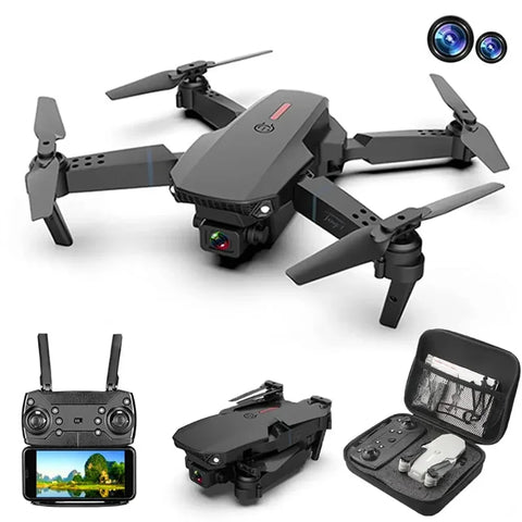 2025 New E88 WIFI FPV Drone Quadcopter With Wide Angle HD 4K Camera Height Hold RC Foldable Quadcopter Drones UAV Gifts Toys