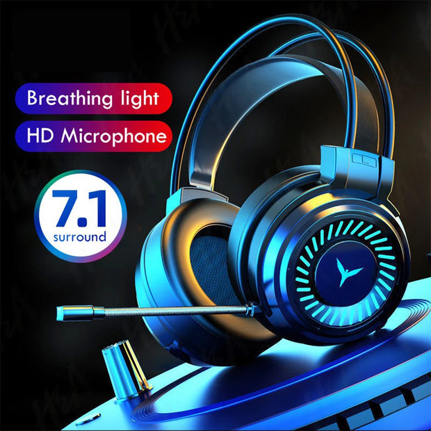 7.1 Stereo Surround Sound Over Ear Wired Headphone with Microphone LED Light Noise Cancelling for PC PS5 Xbox G60 Gaming Headset