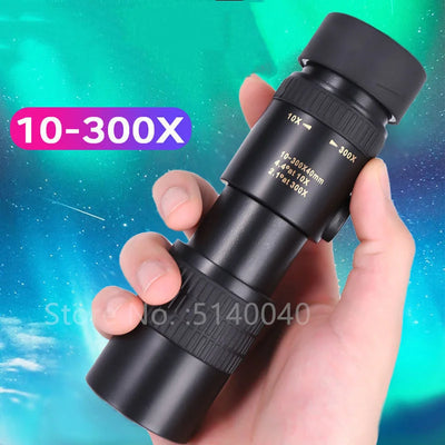 Powerful 10-300x40 High Zoom Monocular Professional Telescope Portable for Camping Hunting Night Vision Binoculars HD