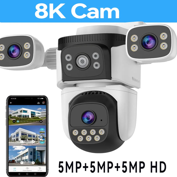 10K Security Protection WiFi6 Camera Outdoor Four Screen 20MP CCTV External IP Cam 10X Zoom 8K 15MP Video Surveillance Camera