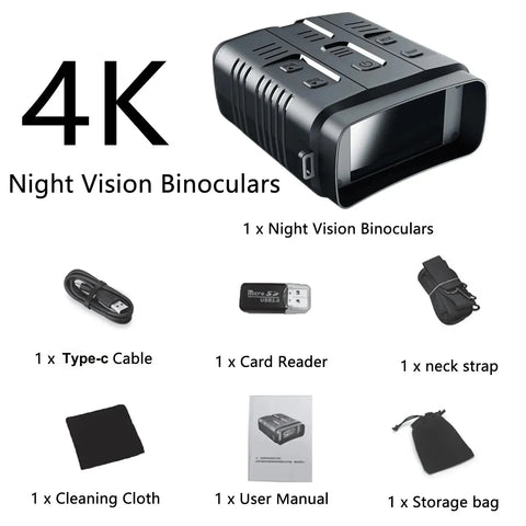 4K Night Vision Binoculars Device 10x Digital 800m Full Dark 8W Infrared WiFi Telescope Goggles For Hunting Camping Video Record