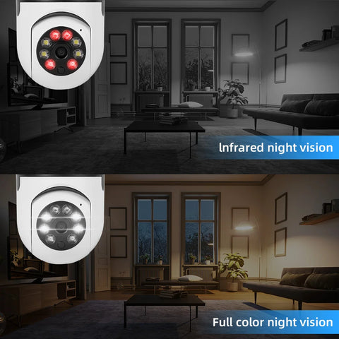 E27 Bulb Wifi Surveillance Camera Wireless Night Vision HD Automatic Human Tracking  Security Baby Monitor Zoom Full Color Video