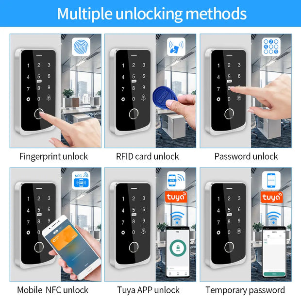 NFC Bluetooth Tuya App RFID IC M1 Access Control Keypad IP65 Waterproof Biometric Fingerprint Touch Screen Access Controller