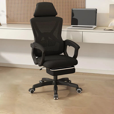 Ergonomic Office Chair with Adjustable Lumbar Support Retractable Footrest Computer Gaming Chair Mesh Office Chair with Wheels