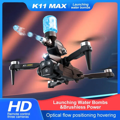 Hot Selling K11 Max Water Bomb Drone Electric 3 Cameras 4k Drone Brushless Obstacle Avoidance Gel Bead Rc Plane Toys for Adult