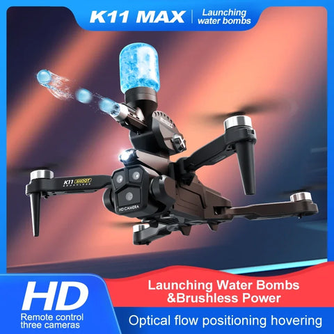 Hot Selling K11 Max Water Bomb Drone Electric 3 Cameras 4k Drone Brushless Obstacle Avoidance Gel Bead Rc Plane Toys for Adult