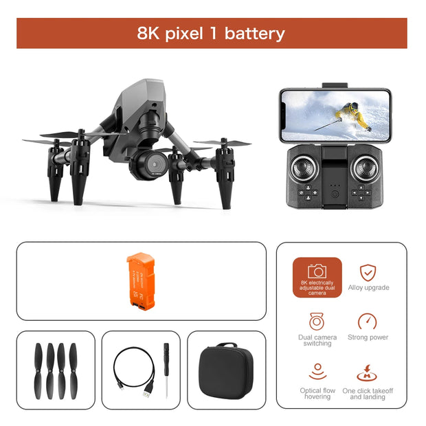 XD1 Pro Mini Drone 4K 8K Dual Camera WIFI Alloy Anti-drop Optical Flow Positioning Quadcopter Remote Control Gift RC Toy