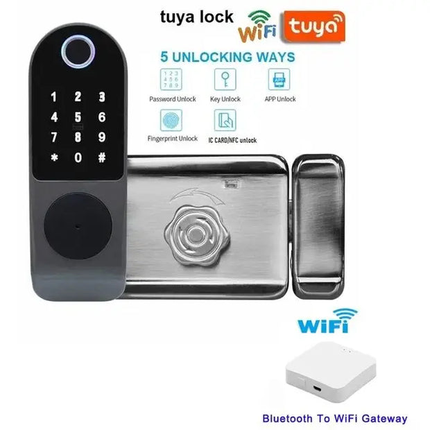 Smart Electronic Fingerprint Lock Waterproof WIFI Tuya APP TT Support Biofingerprint/Password/IC Card/Key/ Remote Control Unlock