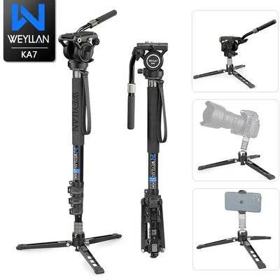 Monopod for Camera Tripod Professional Dslr Camera Monopod 360 Panorama Fluid Head Mobile Phone Flexible Mini Tripod Stand KA7