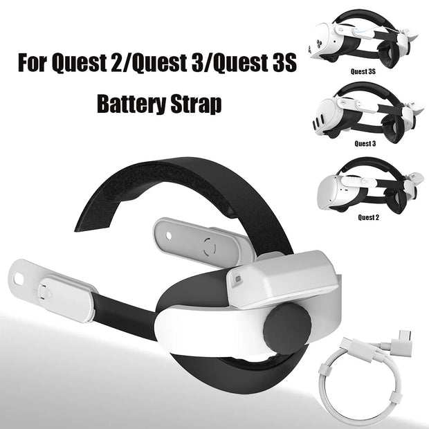 Elite Head Strap for Meta Quest 3/3S/2 – Adjustable Comfort Design with Built-in Battery for Oculus Quest 2 VR Accessory