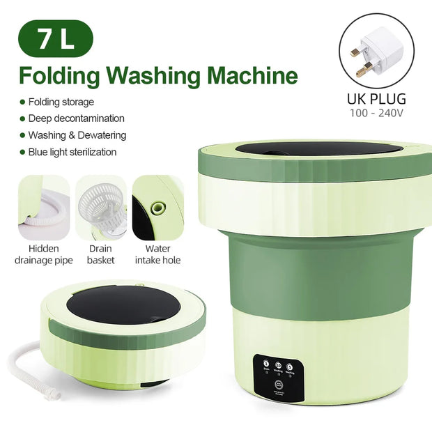 7L Small Folding Washing Machine Portable Washing Machine Automatic Modes Laundry Clothes Laundry Bucket Washing Machine