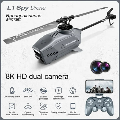 L1 New Rc Helicopter Obstacle Avoidance 6-Axis Gyro 2.4g WiFi Optical Flow Hover Stunt Spin 4K HD Dual Camera Mini Drone RC Toys