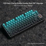 135 Keys Gradient Green Shine Through Keycaps Side Printed PBT Double Shot Keycaps OEM Profile for MX Switches Gaming Keyboards