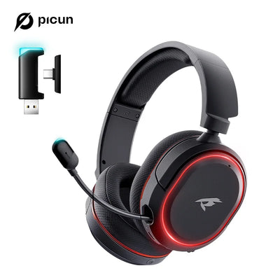 Picun G2 2.4G Wireless Gaming Headset Bluetooth Headphones 5ms Low Latency 7.1 Surround ENC Mic For PC PS4 PS5 Phone Switch