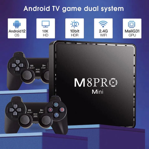 4K Gamebox Video Game Console 10000 Games Emuelec 9 Emulator Retro Game Machine Android Smart TV Box Dual Wireless Controller